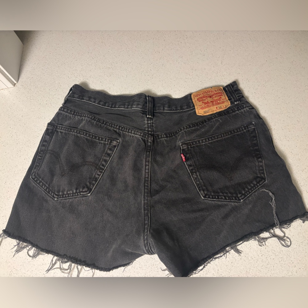 Levi's Black Distressed Denim Cutoff Shorts